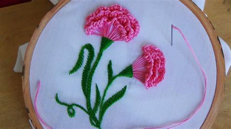 Hand Embroidery Carnation Flower With Images Hand Embroidery