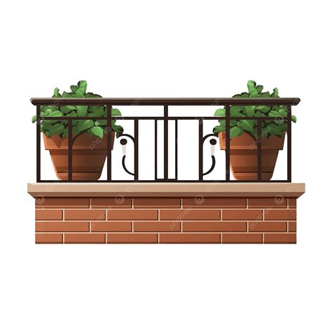 Balcony On Brick Wall Vector Illustration Brick Wall Balcony Png