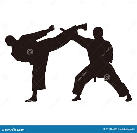 Silhouettes Of Two Men Fighting Stock Vector Illustration Of Combat