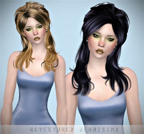 Jenni Sims Newsea`s Rosanna Hair Retextured Sims 4 Hairs