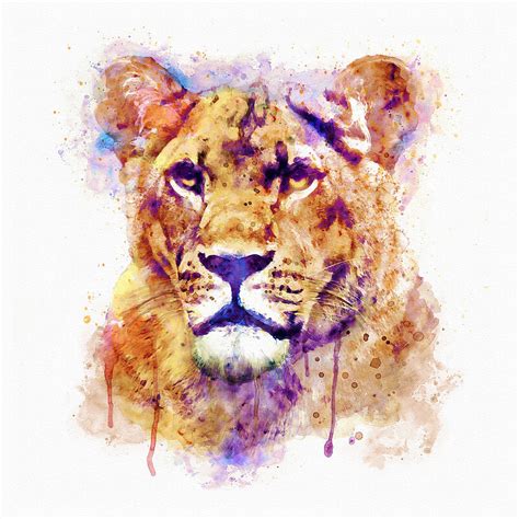 Lioness Head Painting By Marian Voicu Fine Art America