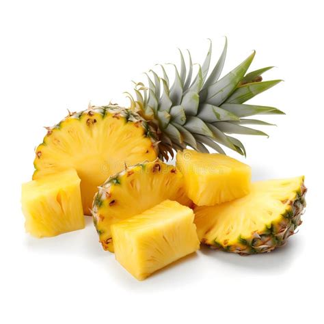 Fresh Cut Pineapple Isolated Whole Pineapple With Slice Piece And