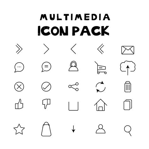 Icon Set For Multimedia Free Outline Design Vector Editable Black Icon