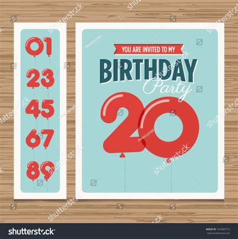Birthday Party Invitation Card Balloons Numbers Vector