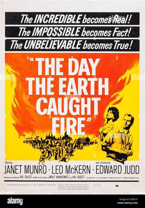 The Day The Earth Caught Fire L R Janet Munro Edward Judd On Poster