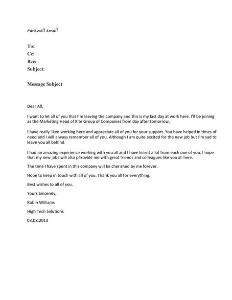 Sample Farewell Letter To Employee Who Is Leaving