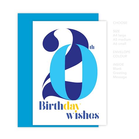20th Birthday Wishes Card For Boy Or Man 20 Happy Birthday Etsy