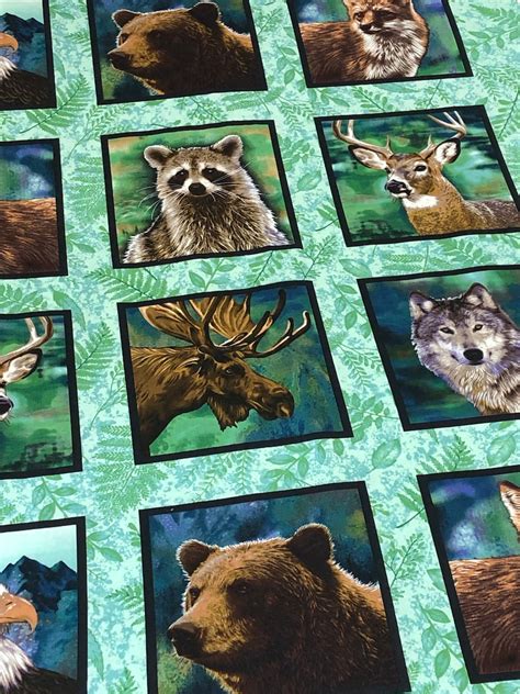 Woodland Wonders Animal Fabric Panel Wildlife Quilting Etsy