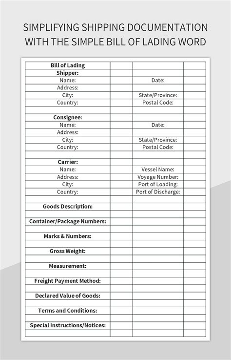 Simplifying Shipping Documentation With The Simple Bill Of Lading Word
