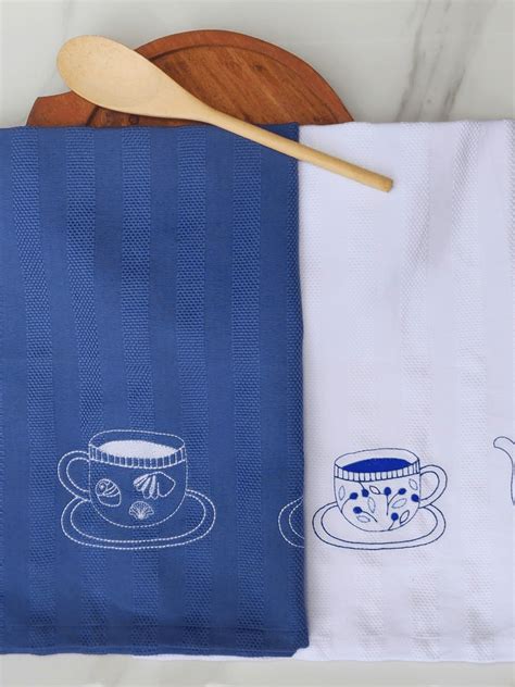 Miss Potts Embroidered Tea Towels Set Of 2 Cananor Guild