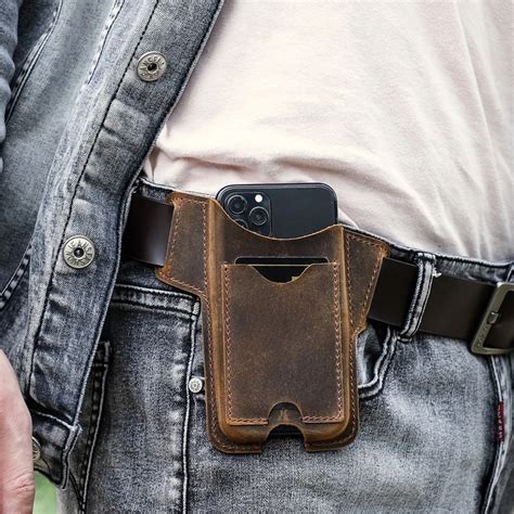 Leather Waist Pack Phone Belt Bag For Men Cellphone Loop Holster Case