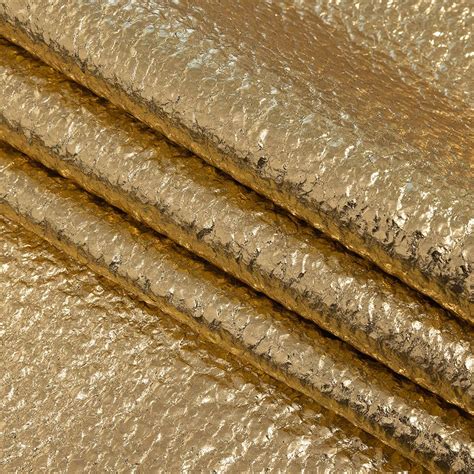 Italian Metallic Gold Pebbled Coating With Foil Laminate Lame