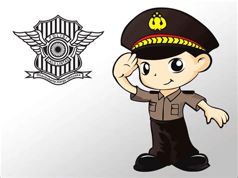 Logo Maskot Promoter Polri Ilustrasi Karakter Logo Polisi Kartun