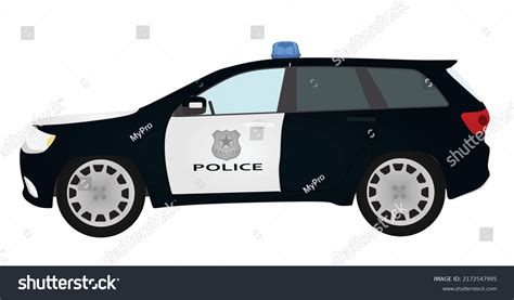 Blue White Police Car Vector Illustration Stock Vector Royalty Free