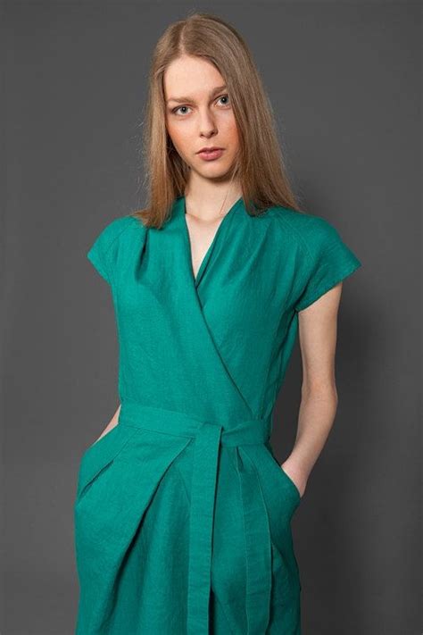 Teal Green Linen Dress Green Dress For Summer Women Dresses Linen Clothing For Woman Linen