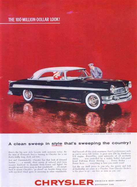 Chrysler New Yorker Deluxe Newport Clean Sweep Ad 1955