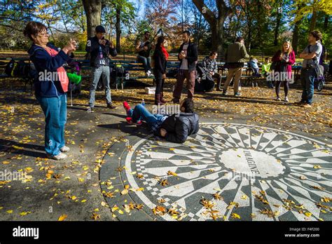 Usa New York New York City Central Park John Lennon Memorial Stock