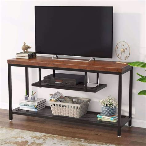 Tribesigns Solid Wood Tv Stand Industrial Rustic Tv Console Media