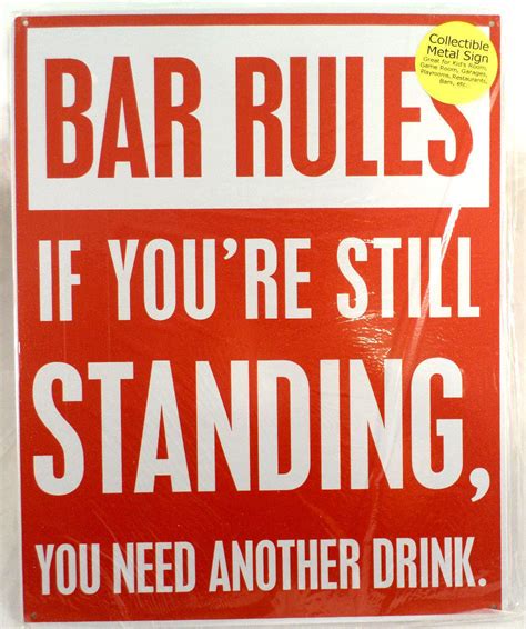 bar rules if you are still standing have another drink funny metal sign dragonfly whispers