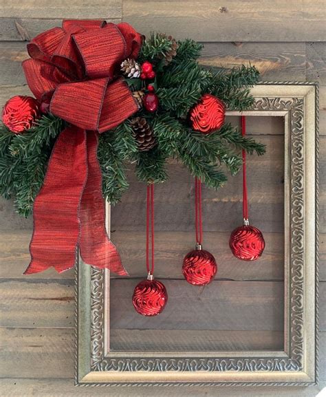 Christmas Picture Frame Wreath For Front Door Mantle Or Interior