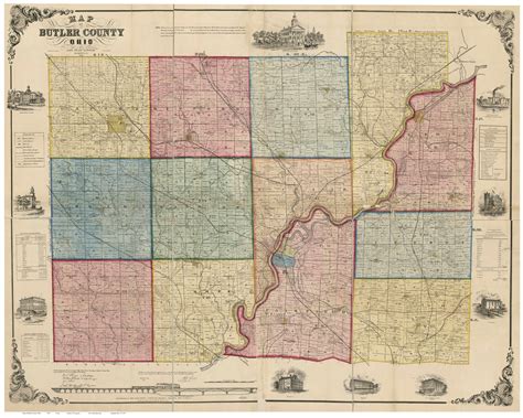 Butler County Ohio 1855 Old Map Reprint Old Maps