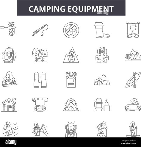 Equipo de camping iconos de línea signos vector Equipo de camping la