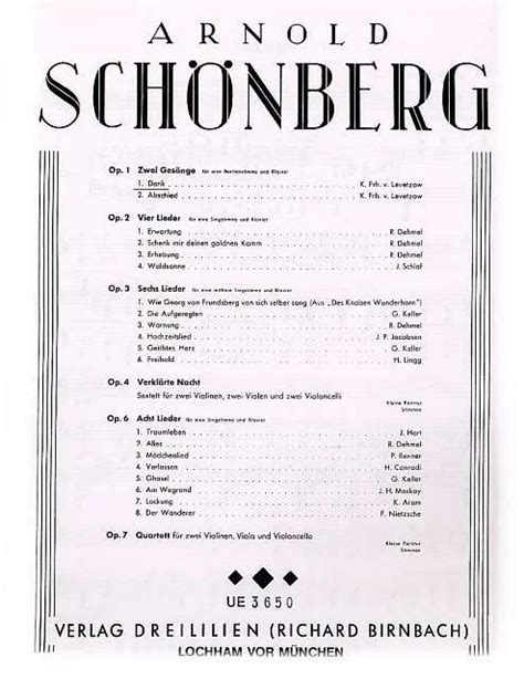Dank Leventzow Op 1 Von Arnold Schönberg Im Stretta Noten Shop Kaufen
