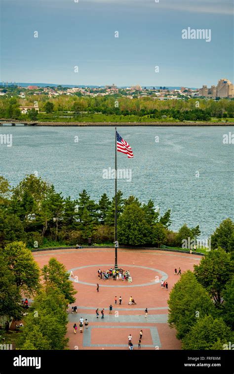 Flagpole Plaza Liberty Island New York City Usa Stock Photo Alamy
