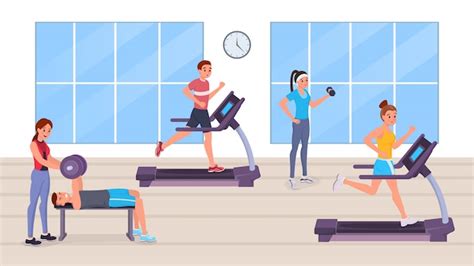 Premium Vector People Having Workout In Gym
