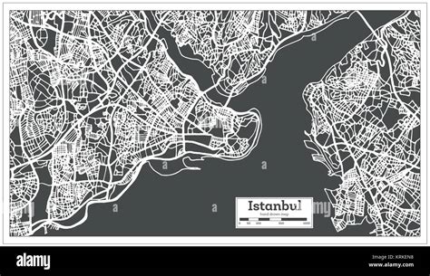 Istanbul Turkey Map In Retro Style Vector Illustration Outline Map