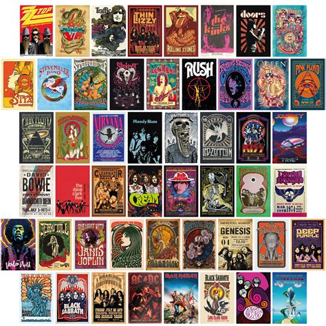 Buy Waschbär 50pcs Vintage Rock Wall Collage Kit Band Posters Music Posters Poster For Room
