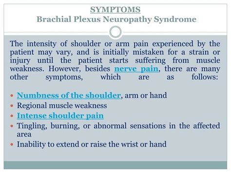 Ppt Brachial Plexus Neuropathy Syndrome Causes Symptoms Daignosis