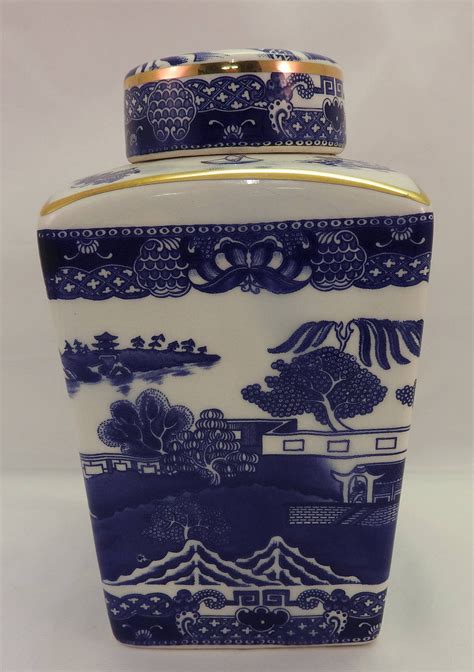 Ringtons Tea Caddy In Blue And White Made By Wade Ceramics Etsy