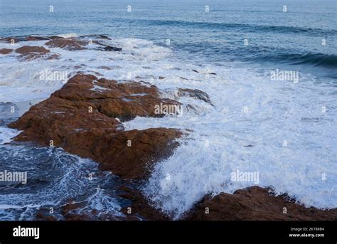 Powerful Waves Of The Atlantic Ocean On The Ghana Cape Coast Coastline