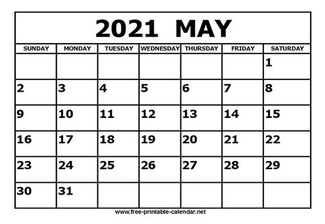 These include monthly calendars and even complete 2021 planners. Free Printable May 2021 Calendar