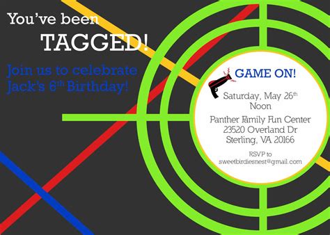 laser tag birthday invitations  printable  party