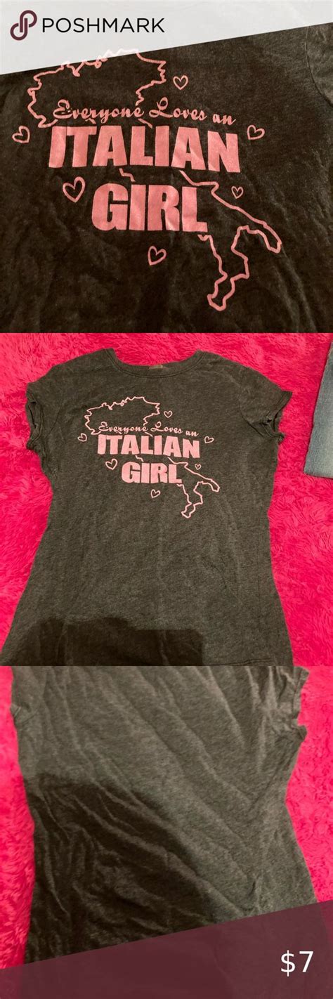 dark grey “everyone loves an italian girl” s or m italian girls t shirts for women tops