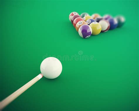 Billiard Balls Before Hitting On A Green Billiard Table 3d