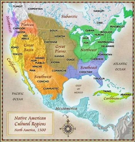 Native American Cultural Region Map American History Facts Native