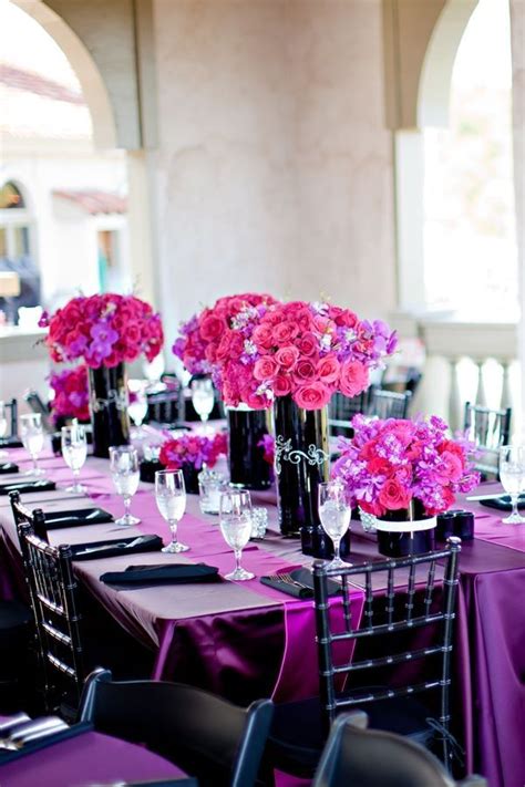 Hot Fushia Purple Reception Tablescape Tablescape Purple Wedding