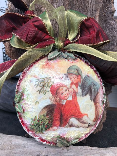 Victorian Christmas Tree Ornament Hand Painted Holliday T Etsy