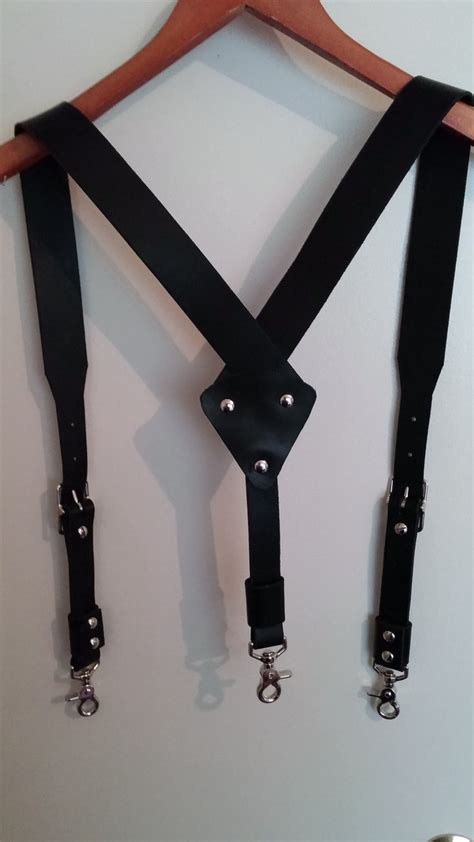 Harness Leather Suspenders Chrome Hard Wear Etsy