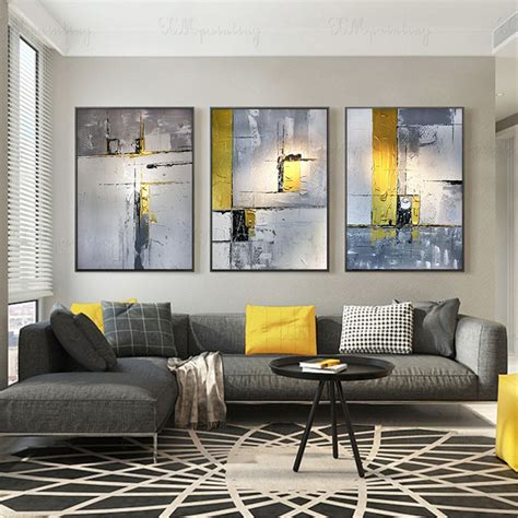 3 Pieces Abstract Painting Gold Acrylic Artwork Framed Canvas Wall Art
