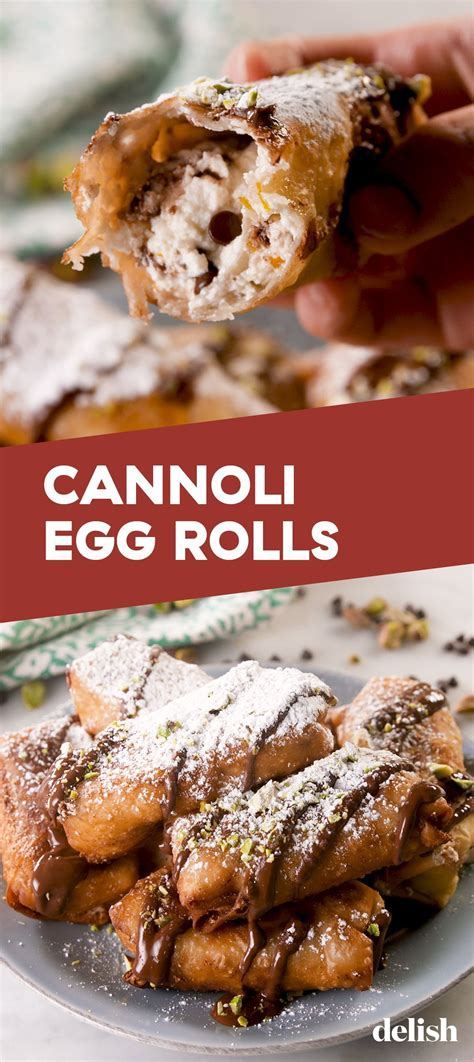 Desserts with eggs, dinner recipes with eggs, you name it! Cannoli Egg Rolls #eggrolls | Dessert egg rolls recipe ...