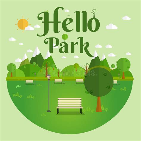Hello Park Natural Landscape In The Flat Style A Beautiful Park