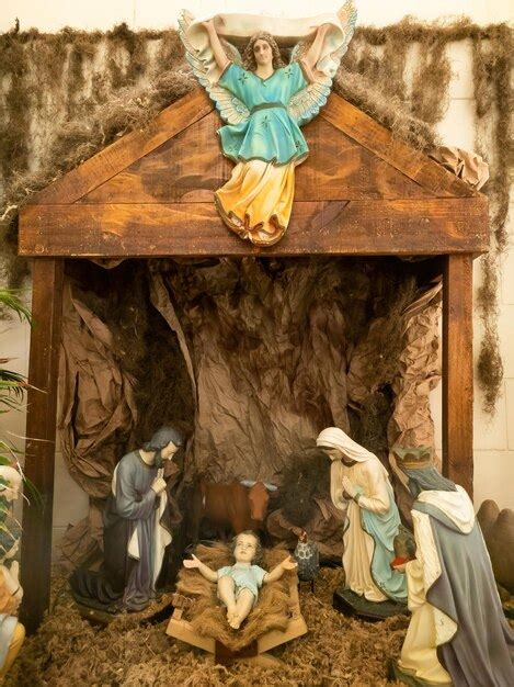 Premium Photo Traditional Christmas Nativity Scene With Colorful Figures