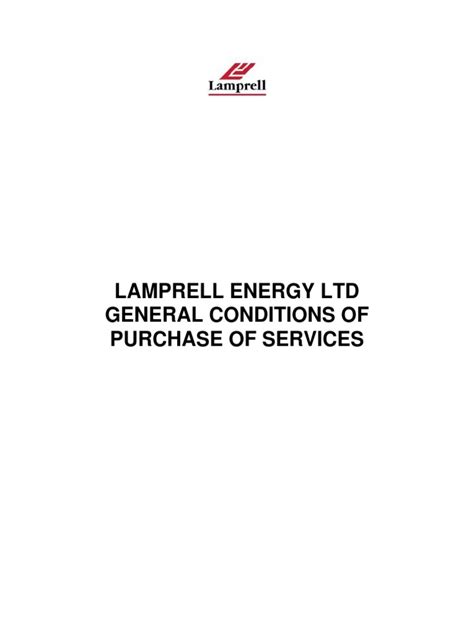 Lamprell Energy Ltd General Conditions Of Purchase Of Services