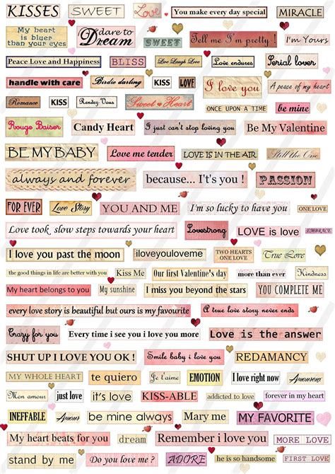 Printable Phrases Words Quotes Kit Digital Collage Sheet Etsy