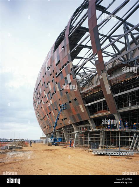 Soccer Fifa World Cup 2010 Soccer City Stadium Construction Johannesburg Hi Res Stock