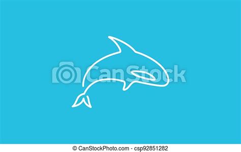 Continuous Lines Orca Whale Logo Symbol Vector Icon Illustration